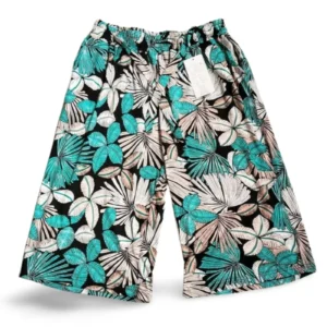 Dökümlü Desenli Yumuşak Viskon Kumaş Battal Beli Lastikli Kadın Jumbo Kapri Desen 1