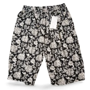 Dökümlü Desenli Yumuşak Viskon Kumaş Battal Beli Lastikli Kadın Jumbo Kapri Desen 2