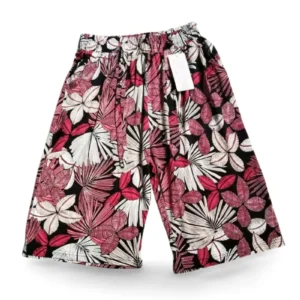 Dökümlü Desenli Yumuşak Viskon Kumaş Battal Beli Lastikli Kadın Jumbo Kapri Desen 3