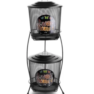 Metal Tel Örgü 2 Katlı Patates Soğan Kabı Siyah Royaleks-M-0113