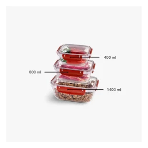 Master Dikdörtgen Saklama Seti 3'lü 400-800-1400 Ml Royaleks-30817