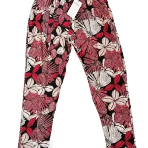 Desenli Yumuşak Viskon Kumaş Battal Beli Lastikli Kadın Jumbo Uzun Tayt Pantolon Desen 1