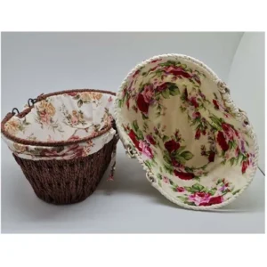 Kumaşlı Hasır Ekmek Sepeti Saplı Oval Royaleks-MTR-2003-51