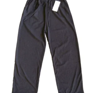 Bürümcek Kumaş Beli Lastikli Kadın Uzun Tayt Pantolon Siyah - Royaleks