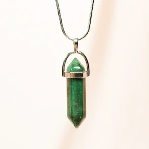 Aventurin Doğal Taşı Zincirli El Yapımı Tasarımlı Kolye Uç: 3,5 cm Zincir: 20 cm Kutulu