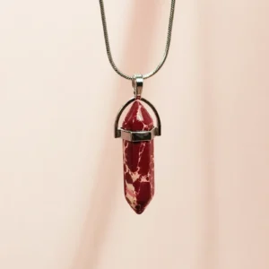 Rodokrozit Doğal Taşı Zincirli El Yapımı Tasarımlı Kolye Uç: 3,5 cm Zincir: 20 cm Kutulu