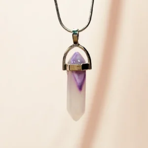 Florid Doğal Taşı Zincirli El Yapımı Tasarımlı Kolye Uç: 3,5 cm Zincir: 20 cm Kutulu