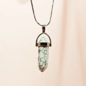 Havlit Doğal Taşı Zincirli El Yapımı Tasarımlı Kolye Uç: 3,5 cm Zincir: 20 cm Kutulu