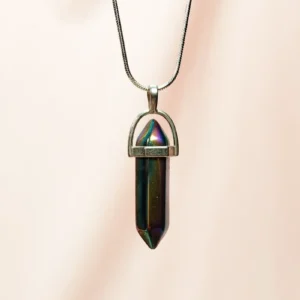 Hematit Doğal Taşı Zincirli El Yapımı Tasarımlı Kolye Uç: 3,5 cm Zincir: 20 cm Kutulu