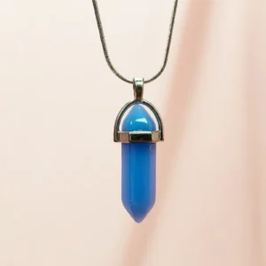 Kyanit Doğal Taşı Zincirli El Yapımı Tasarımlı Kolye Uç: 3,5 cm Zincir: 20 cm Kutulu