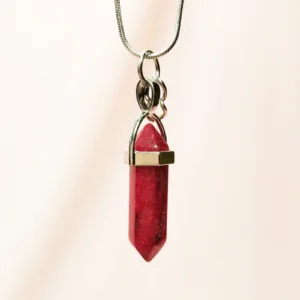 Yakut Doğal Taşı Zincirli El Yapımı Tasarımlı Kolye Uç: 3,5 cm Zincir: 20 cm Kutulu