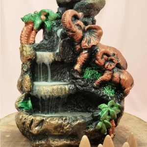 Buyuk Boy Fil Figürlü Biblo Model Geri Akış Şelale Tütsülük 5 Adet Koni Hediye