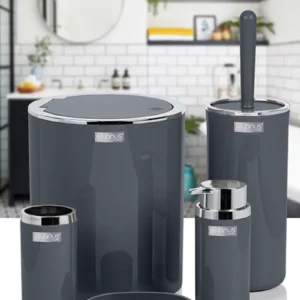 Yuvarlak 5’li Banyo Seti Krom - Antrasit Royaleks-OKY-616-4