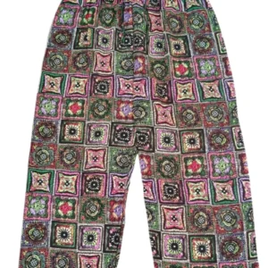 İthal Viskon Geniş Paça Şık Etnik Otantik Desenli Pantolon - Royaleks - Desen1