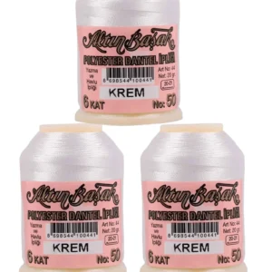 3 Adet Altınbaşak Oya ve Dantel İpi 20 gr - Royaleks - No: KREM