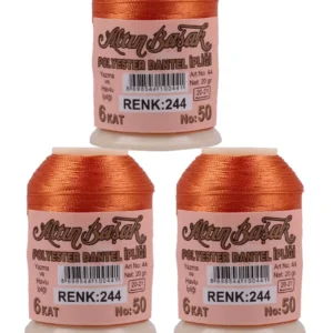 3 Adet Altınbaşak Oya ve Dantel İpi 20 gr - Royaleks - No: 244