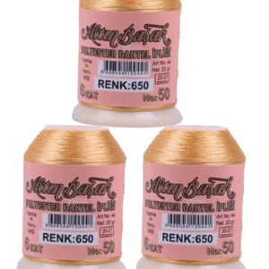 3 Adet Altınbaşak Oya ve Dantel İpi 20 gr - Royaleks - No: 650