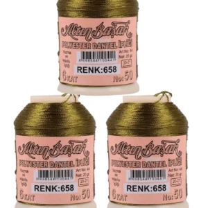 3 Adet Altınbaşak Oya ve Dantel İpi 20 gr - Royaleks - No: 658