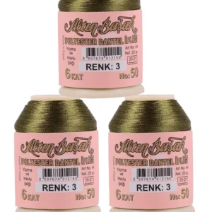 3 Adet Altınbaşak Oya ve Dantel İpi 20 gr - Royaleks - No: 003