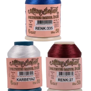 3 Adet Altınbaşak Oya ve Dantel İpi 20 gr - Royaleks - No: K.BEYAZ - 027 - 335