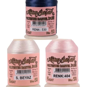 3 Adet Altınbaşak Oya ve Dantel İpi 20 gr - Royaleks - No: Ş.BEYAZ - 404 - 530