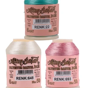 3 Adet Altınbaşak Oya ve Dantel İpi 20 gr - Royaleks - No: 648 - 693 - 022