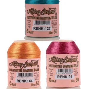 3 Adet Altınbaşak Oya ve Dantel İpi 20 gr - Royaleks - No: 044 - 091 - 127