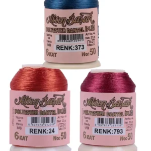 3 Adet Altınbaşak Oya ve Dantel İpi 20 gr - Royaleks - No: 024 - 793 - 373