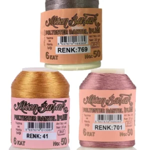 3 Adet Altınbaşak Oya ve Dantel İpi 20 gr - Royaleks - No: 041 - 701 - 769