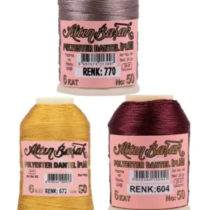 3 Adet Altınbaşak Oya ve Dantel İpi 20 gr - Royaleks - No: 672 - 604 - 770