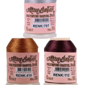 3 Adet Altınbaşak Oya ve Dantel İpi 20 gr - Royaleks - No: 410 - 112 - 707