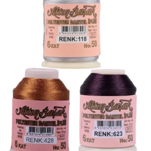 3 Adet Altınbaşak Oya ve Dantel İpi 20 gr - Royaleks - No: 428 - 623 - 118