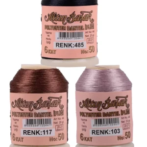 3 Adet Altınbaşak Oya ve Dantel İpi 20 gr - Royaleks - No: 117 - 103 - 485