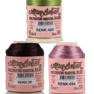 3 Adet Altınbaşak Oya ve Dantel İpi 20 gr - Royaleks - No: 029 - 694 - 489