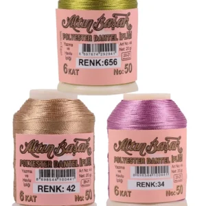 3 Adet Altınbaşak Oya ve Dantel İpi 20 gr - Royaleks - No: 042 - 034 - 656