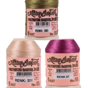 3 Adet Altınbaşak Oya ve Dantel İpi 20 gr - Royaleks - No: 301 - 087 - 383