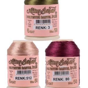 3 Adet Altınbaşak Oya ve Dantel İpi 20 gr - Royaleks - No: 512 - 080 - 003