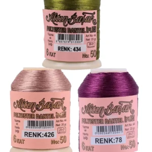 3 Adet Altınbaşak Oya ve Dantel İpi 20 gr - Royaleks - No: 426 - 078 - 434