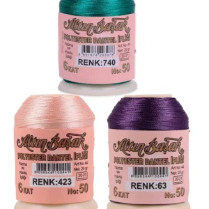 3 Adet Altınbaşak Oya ve Dantel İpi 20 gr - Royaleks - No: 423 - 063 - 740