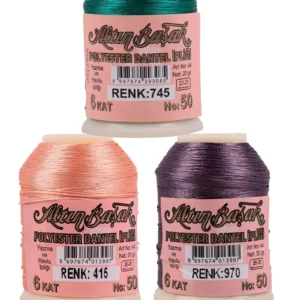 3 Adet Altınbaşak Oya ve Dantel İpi 20 gr - Royaleks - No: 415 - 970 - 745