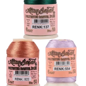 3 Adet Altınbaşak Oya ve Dantel İpi 20 gr - Royaleks - No: 822 - 554 - 137