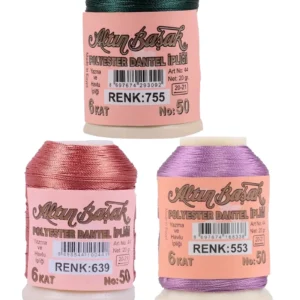 3 Adet Altınbaşak Oya ve Dantel İpi 20 gr - Royaleks - No: 639 - 553 - 755