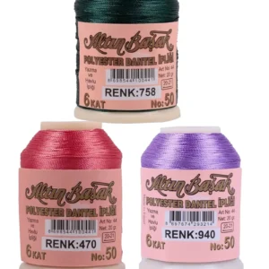 3 Adet Altınbaşak Oya ve Dantel İpi 20 gr - Royaleks - No: 470 - 940 - 758