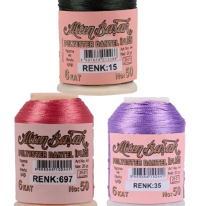 3 Adet Altınbaşak Oya ve Dantel İpi 20 gr - Royaleks - No: 697 - 035 - 015