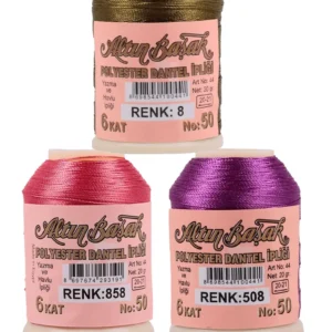 3 Adet Altınbaşak Oya ve Dantel İpi 20 gr - Royaleks - No: 858 - 508 - 008
