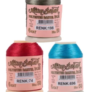 3 Adet Altınbaşak Oya ve Dantel İpi 20 gr - Royaleks - No: 074 - 696 - 198