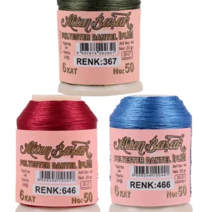 3 Adet Altınbaşak Oya ve Dantel İpi 20 gr - Royaleks - No: 646 - 466 - 367