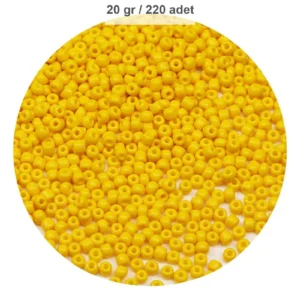 Sarı Renk 4 mm Yaklaşık 220 adet/20 gram Cam Boncuk Oya Yazma Bileklik ve Kolye