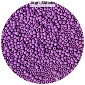 Mor Renk 4 mm Yaklaşık 220 adet/20 gram Cam Boncuk Oya Yazma Bileklik ve Kolye