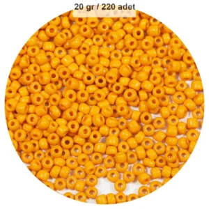 Turuncu Renk 4 mm Yaklaşık 220 adet/20 gram Cam Boncuk Oya Yazma Bileklik ve Kolye